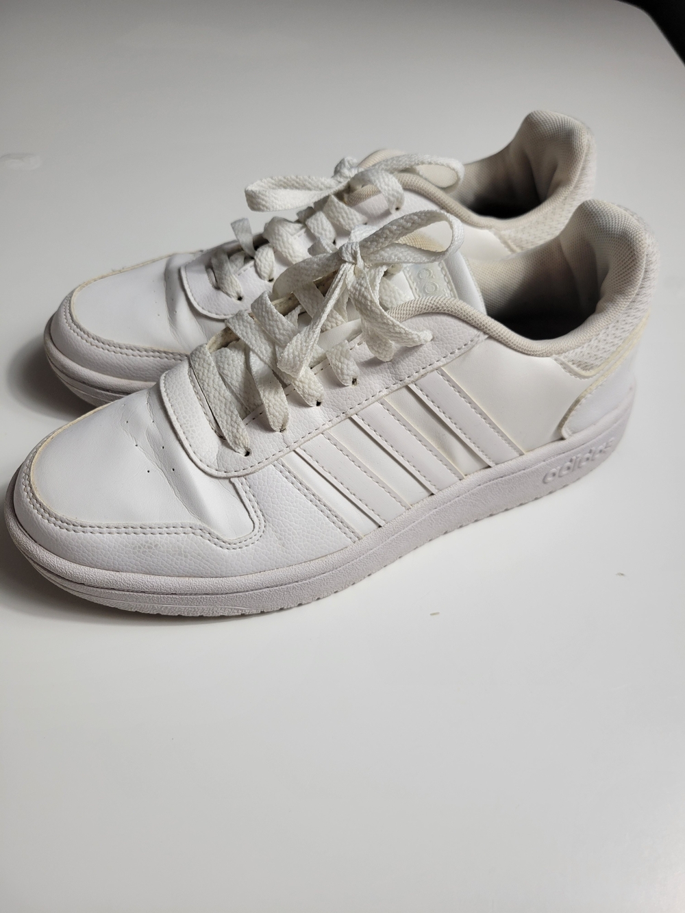 adidas White Low-Top Sneakers with 3-Stripes